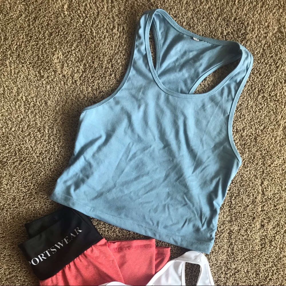 Mid-Cropped Tank Blue